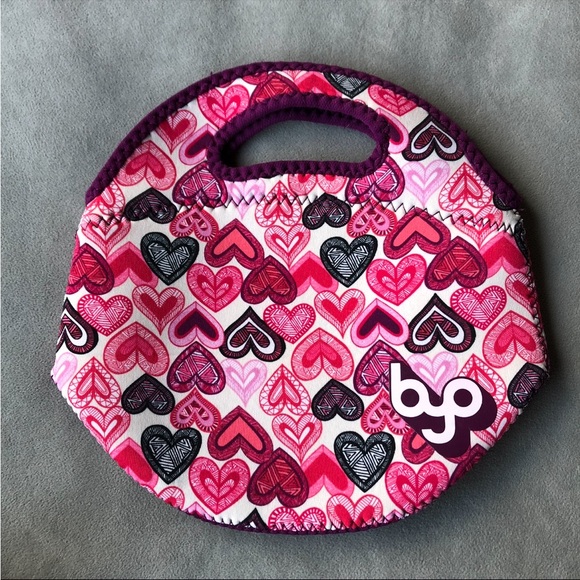 BYO ~ Zip Lunch Bag ~ Heart Print ~ Pink Purple - Picture 5 of 5